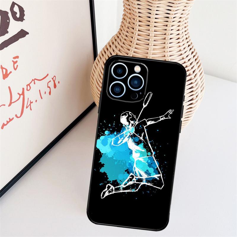 Badminton Sport Phone Case For iPhone 16 Pro Max 14 13 12 11 15 17 Pro Max Mini 15 16 Plus 16e Back Cover