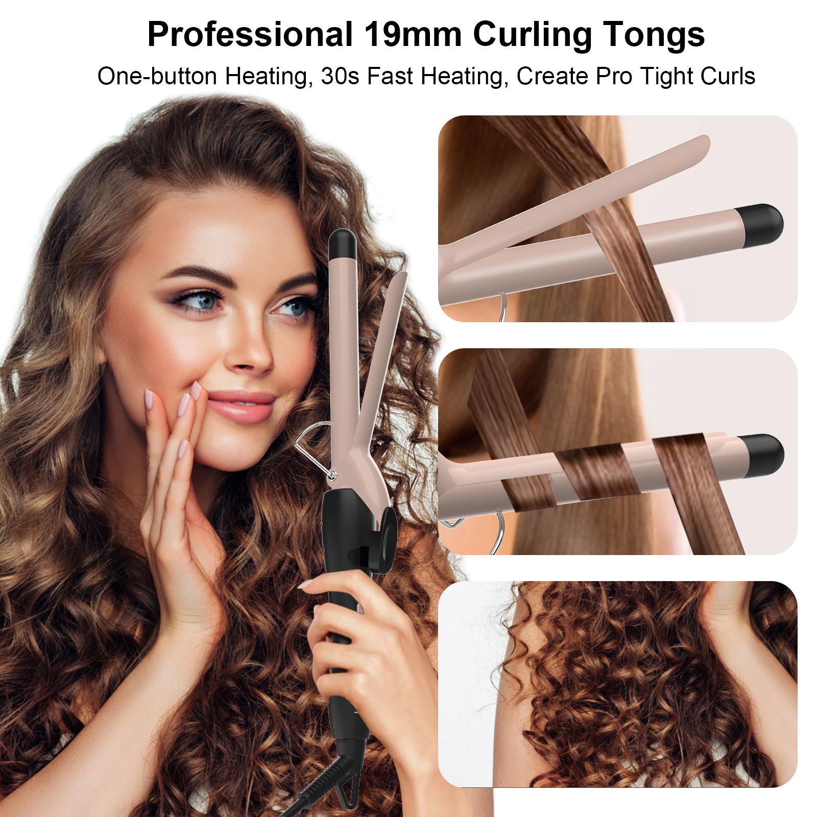 

Pretfy Curling Tongs, 19mm Hair Curler Small Curling Iron Adjustable Temperature from 60 220 degrees C Professional розового золота
