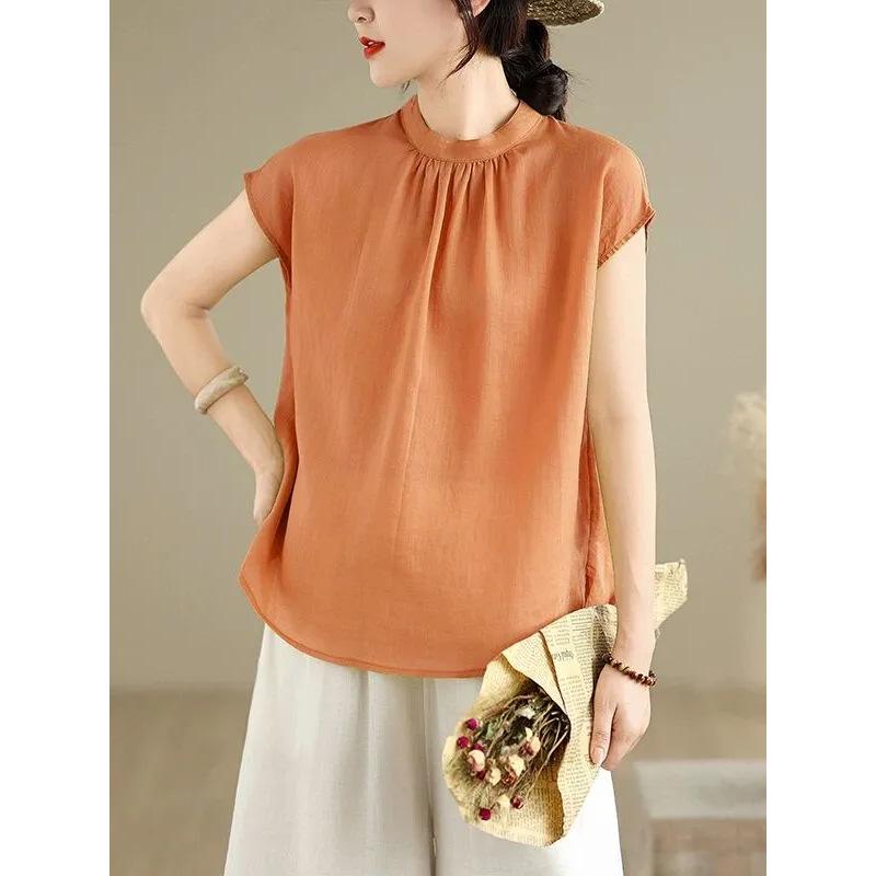 Women's Stylish Hong Kong Sleeveless Linen-Cotton Vest Top