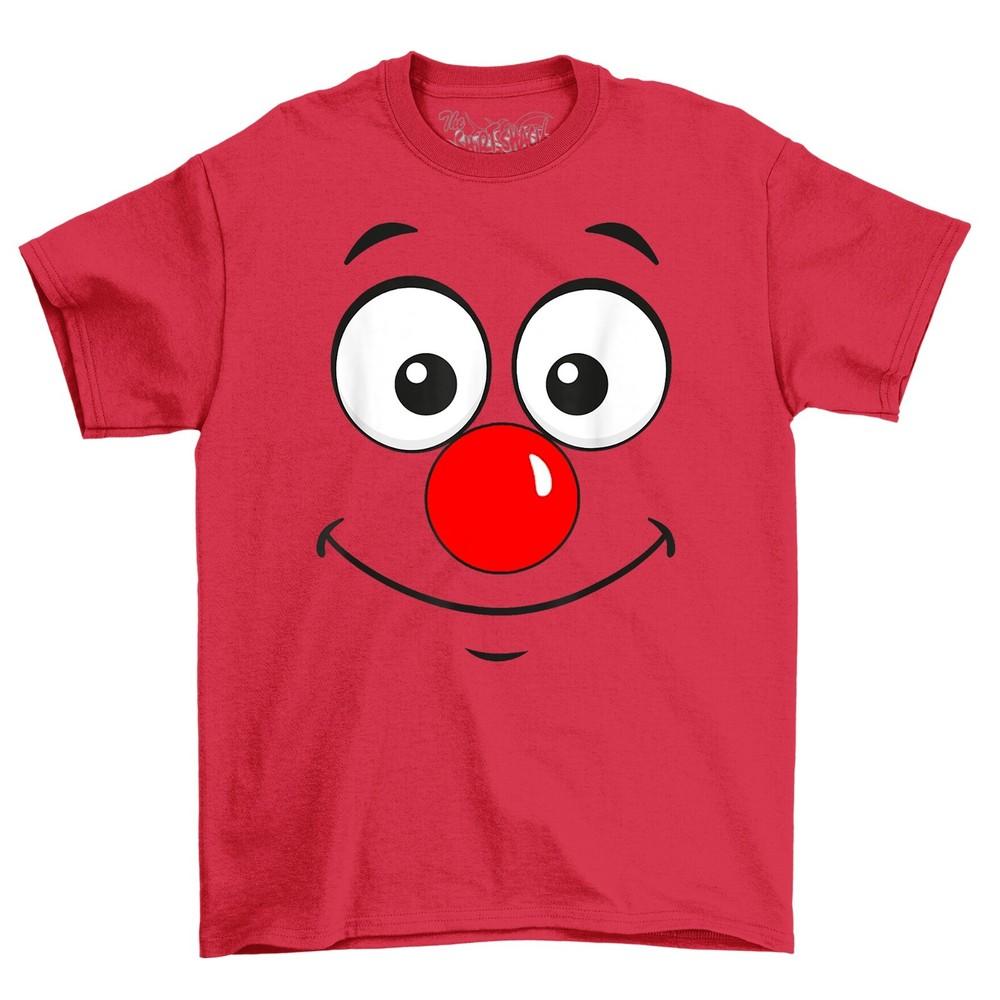 Happy Face Red Nose Novelty Funny T-Shirt Adults and Kids Comedy Tee Shirt