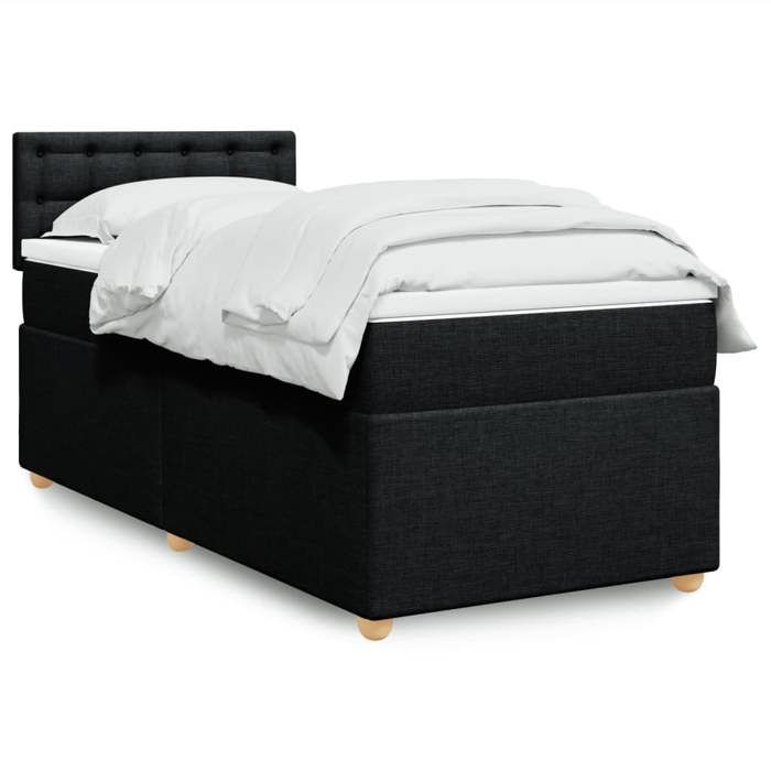 VidaXL Slatted Bed Base with Mattress Black 90x200 Cm Fabric 3286579