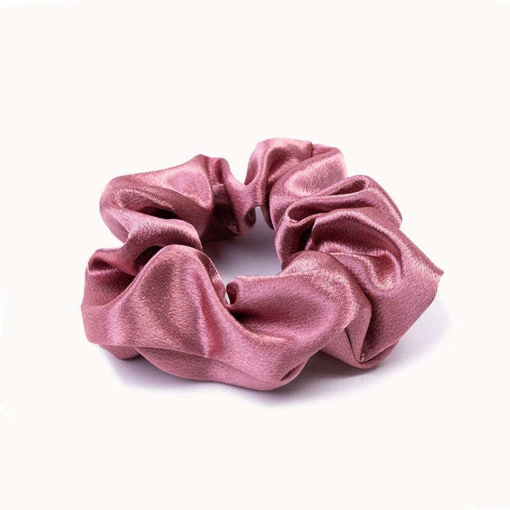 Korean Puff Hair Loop Crystal Satin Hair Scrunchie Fashion Ruffle Headband  for Meatball Head