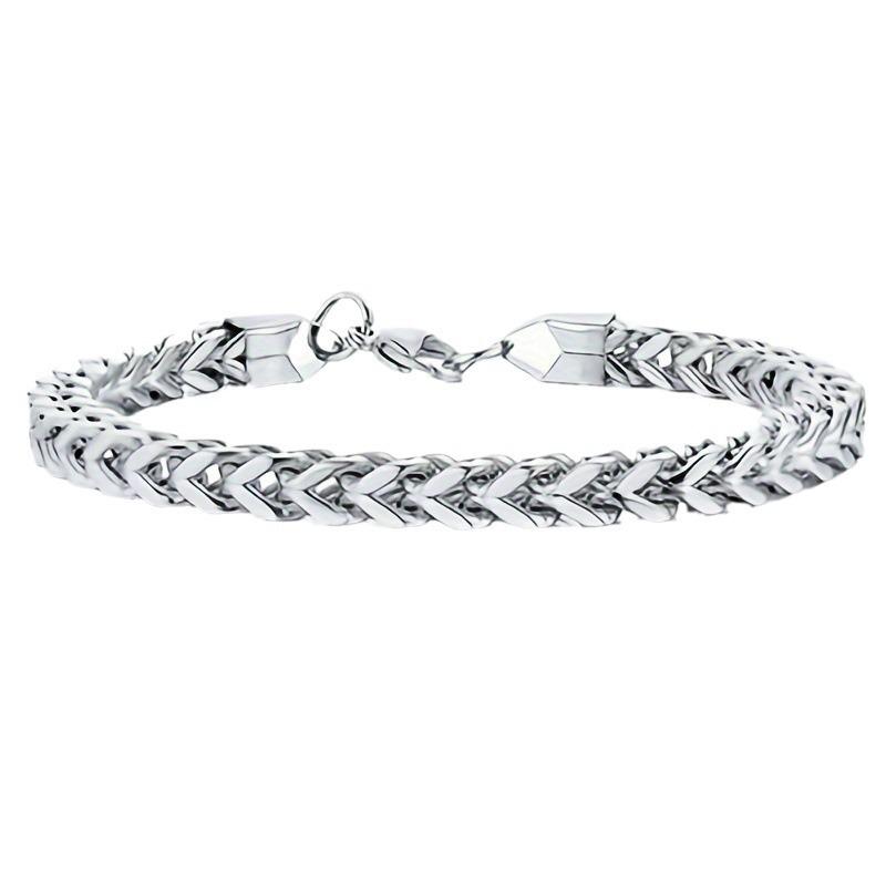 Hip Hop European-American Titanium Steel Double Row & Single Row Mesh Bracelet with Stainless Steel Inlay.