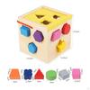 Toddlers Shape Sorter Toys, Wooden Activity Center 12 Building Blocks Baby Cube for