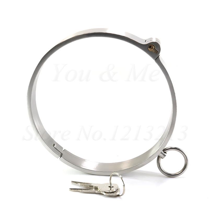 304 Stainless Steel Neck Collar Restraint Metal Choking Rings Premium Bondage Neck Slave Lockable Nacklace Fetish SM Sex Games