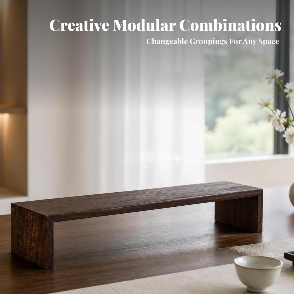 Wooden Tea Cup Holder, Wood Desktop Organizer, Teapot Display Stand, Kung Fu Tea Set Shelf Rack