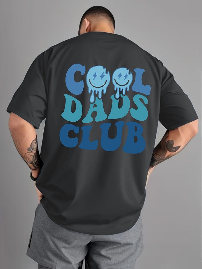 Men's 100%Pure Cotton Summer Cool Dad Club Letter Print Lightweight and Breathable Round Neck T-shirt Casual Short Sleeved Shirt