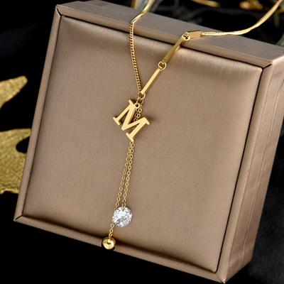 316L Edelstahl Neue Mode Feiner Schmuck Elegant Sexy M Zirkon Quaste Anhänger Kette Choker Halsketten & Anhänger Für Frauen