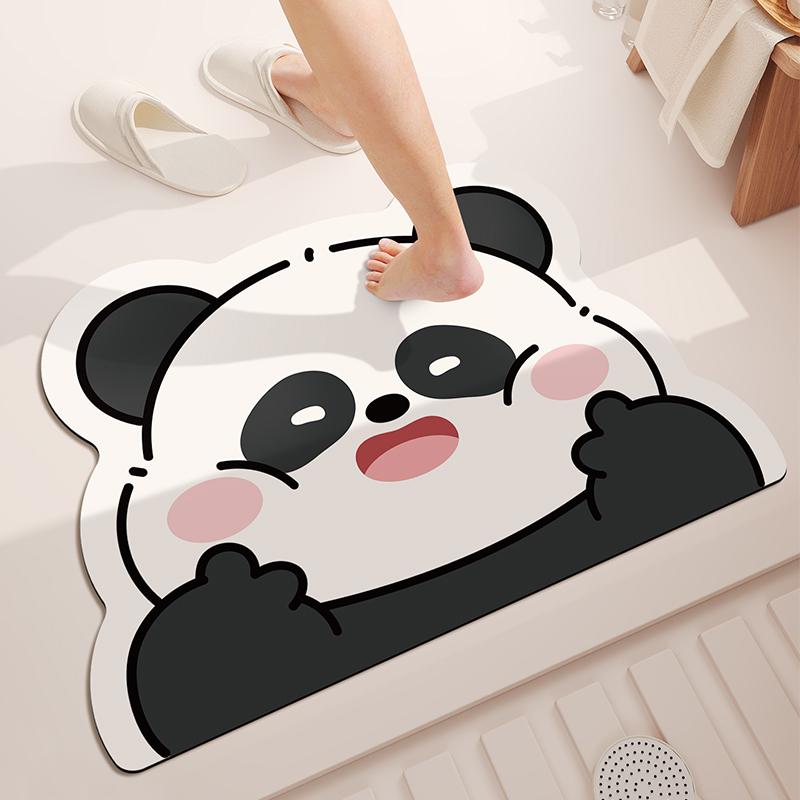 Toilette Haushalt Diatomeenerde Badezimmer Wasseraufnahme Schnelltrocknend Toilettentürmatte Rutschfest Panda Teppich