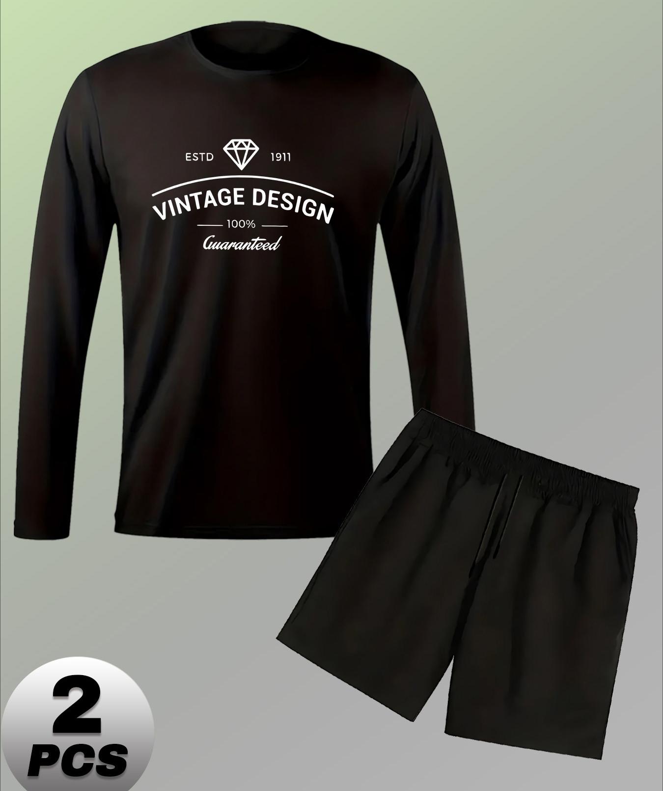 

Мужской комплект с длинным рукавом и шортами, дышащий и удобный, идеально подходит для весенней повседневной носки XXL чёрный