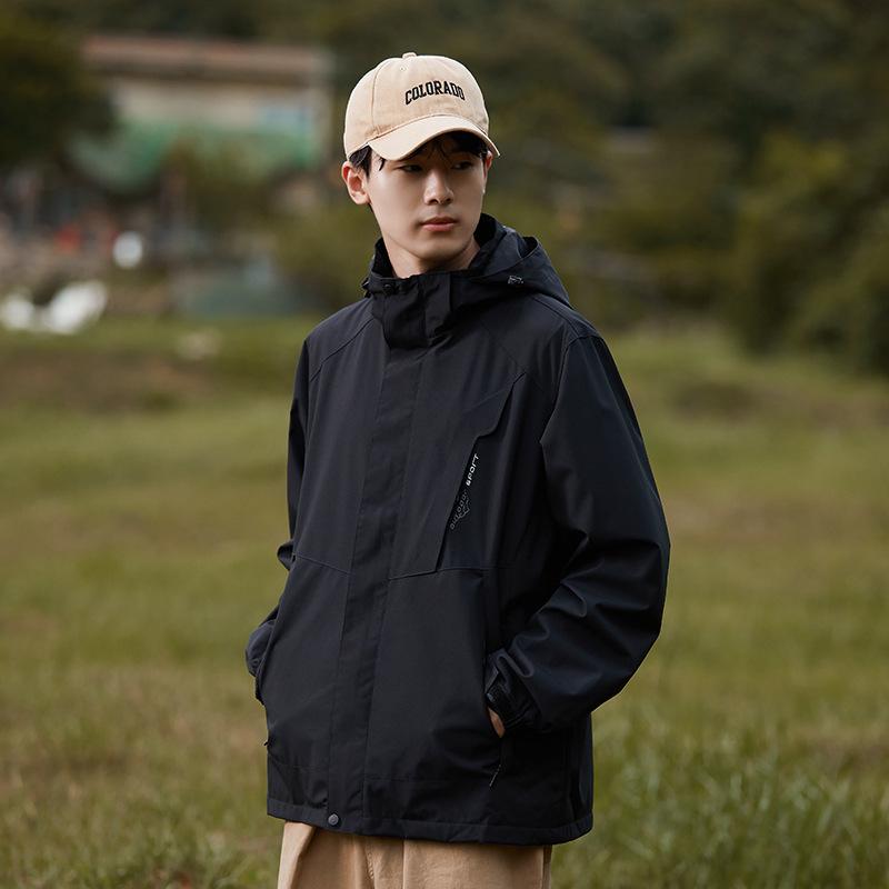 Herren- und Damen-Herbst- und Winterjacken Outdoor Winddicht und Wasserdicht Drei-in-eins Bergsteigerjacke Abnehmbare Kapuzenjacke für Herren