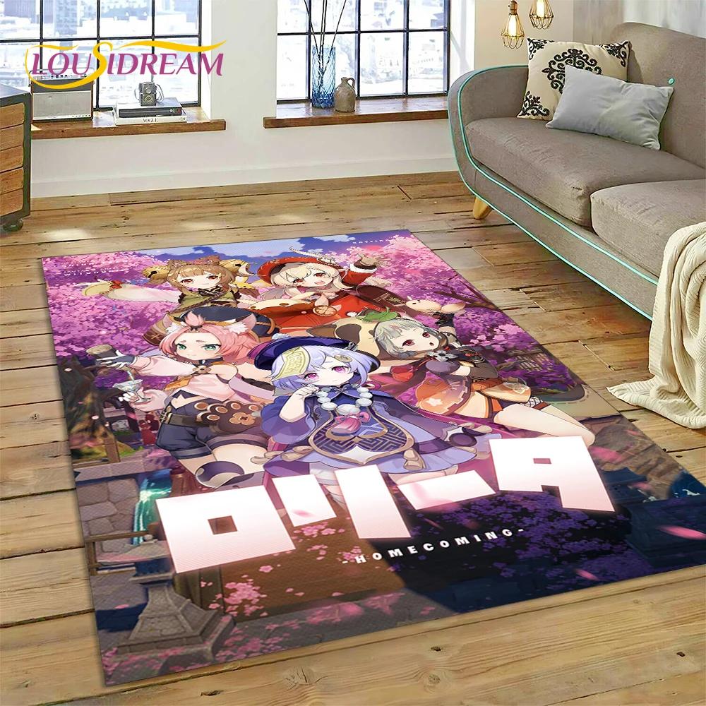 3D Latest Genshin Impact Cartoon Game Rug Carpet for Living Room Bedroom Home Decor,Floor Mat Non-slip Decoration for Sofa Gift
