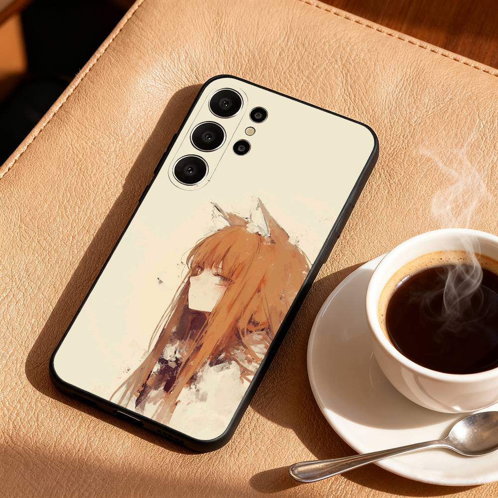 Anime S-Spice and W-Wolf Phone Case For Samsung S26,S25,24,23,22,30,21,10,9,Ultra,Plus,Lite,Black Soft Case