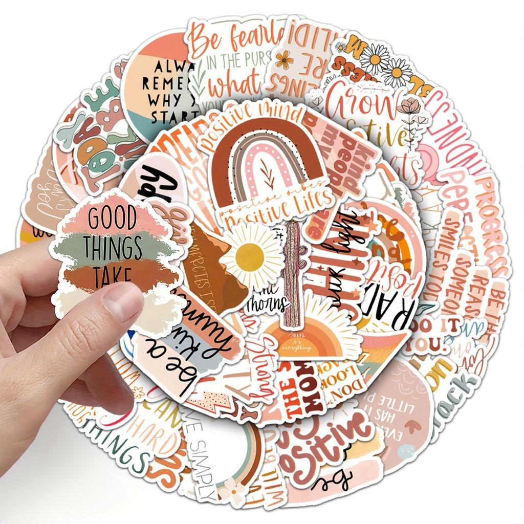 50 Bohemian Inspirational English Cartoon Creative Graffiti Personality Waterproof Stickers Travel Suitcase Skateboard Refrigerator Stickers