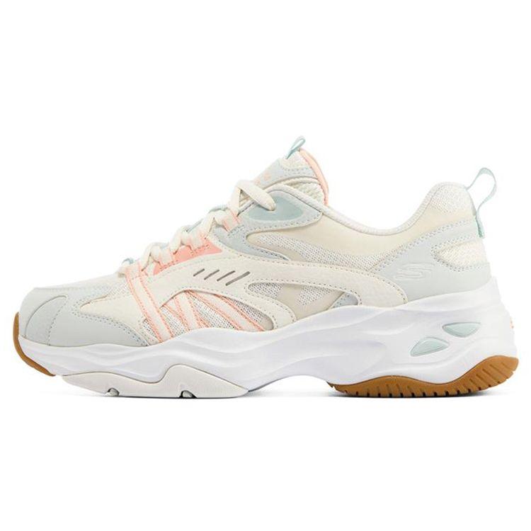 Skechers DLites 4.0 Fabric Leather Lace-Up Low-Top Dad Shoes Women sneaker Off-White Light-Blue 896134-NTLB 39
