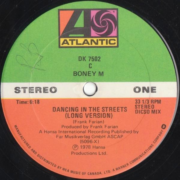 

12inch Record BONEY M Dancing In The Streets Rasputin DK7502 Atlantic 1978 Canada Dance Electronica Used
