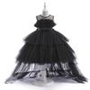Girls' Princess Layered Puffy Train Gown for Piano Performances & Runway