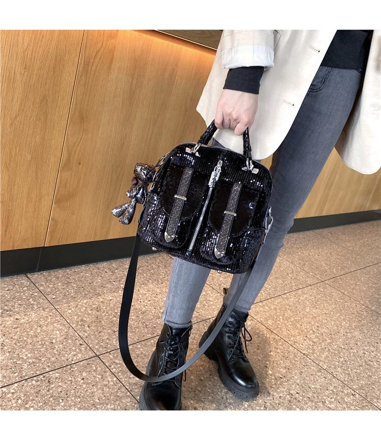 2023 Damenmode, Mehrzweck-Handtasche und Rucksack mit Pailletten – trendige Umhängetasche im koreanischen Stil