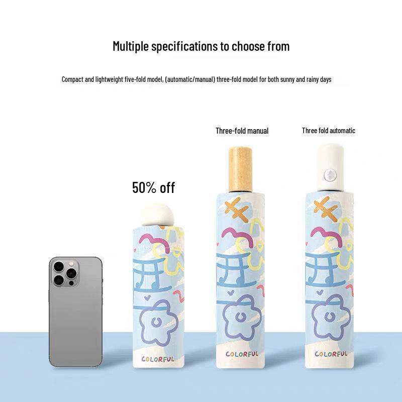 Autoschirm mit Doppelfunktion: Damen High-End Falt-Sonnenschirm mit Schwarzleim-Beschattung, UV-Sonnenschutz, Kompaktes Design