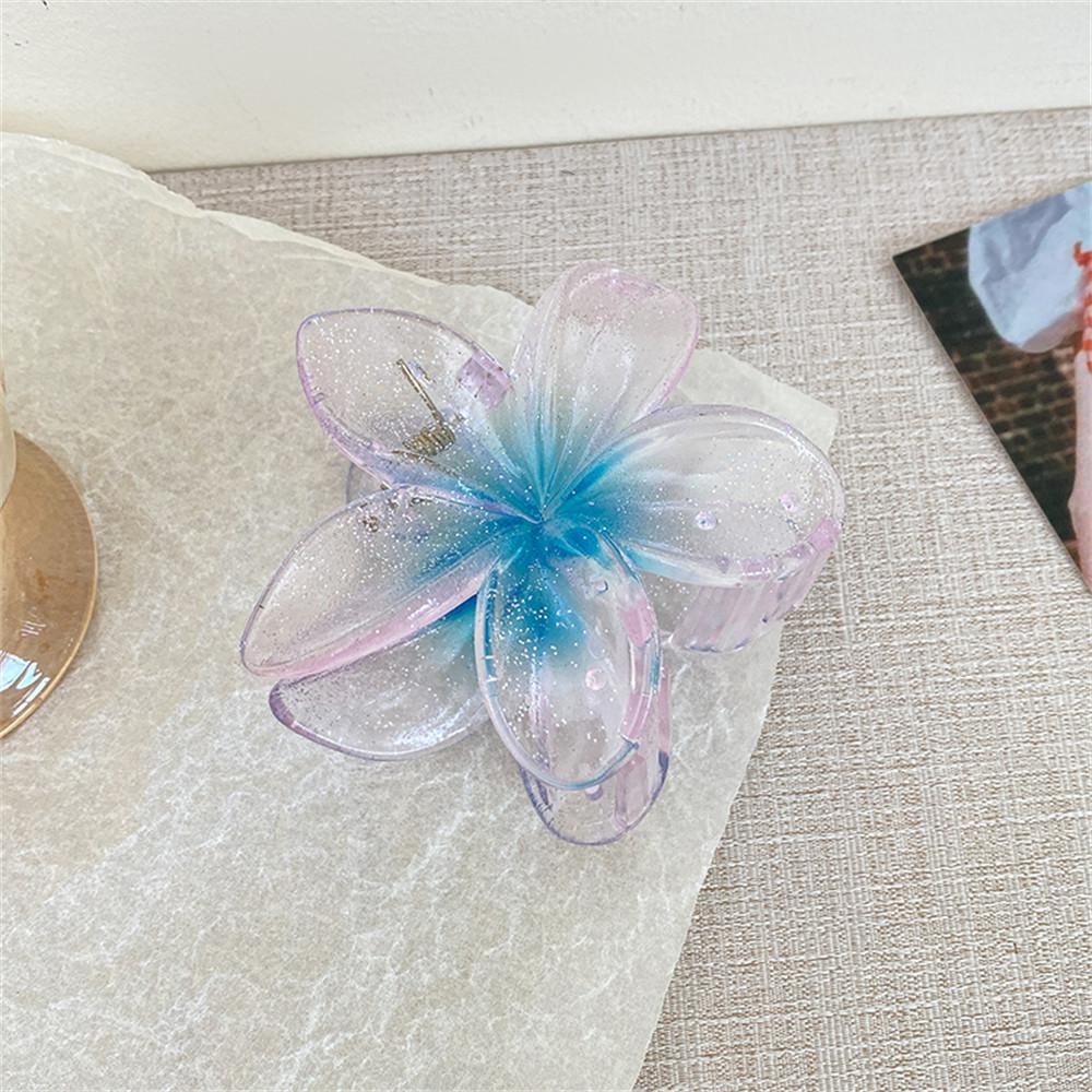 New Fashion Sparkling Flower Claw Clip for Women Transparent Sweet Ponytail Shark Clip Versatile Girl Hair Accessories
