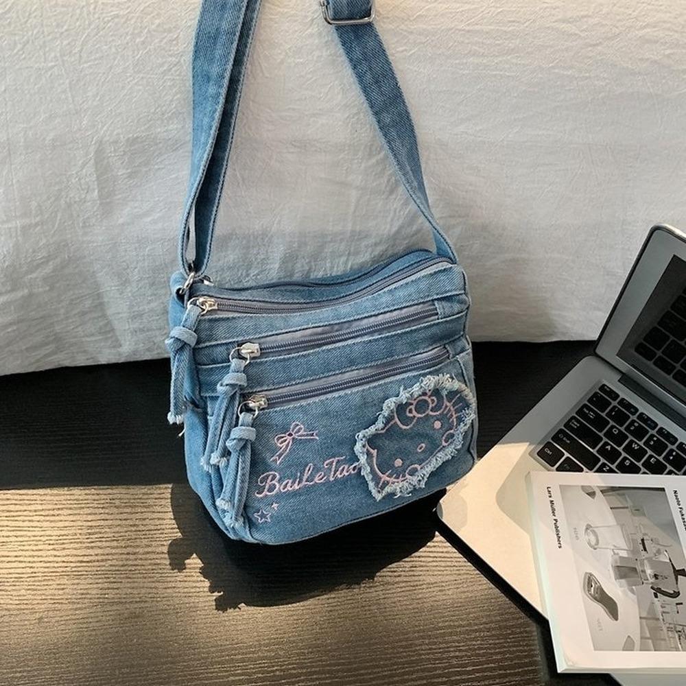 Lightweight Large Capacity Denim Multipurpose Storage Bag for Daily Use