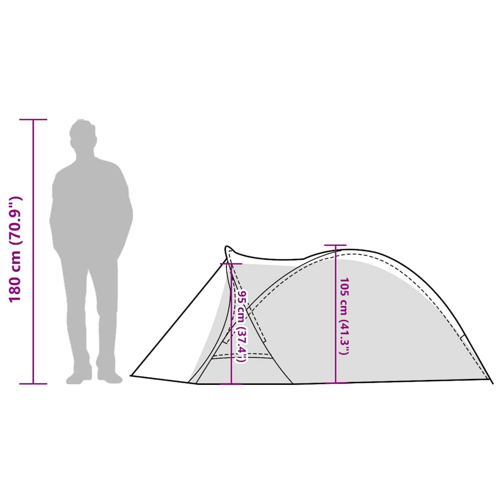 Dome Camping Tent for 2 Persons White & Dark Waterproof