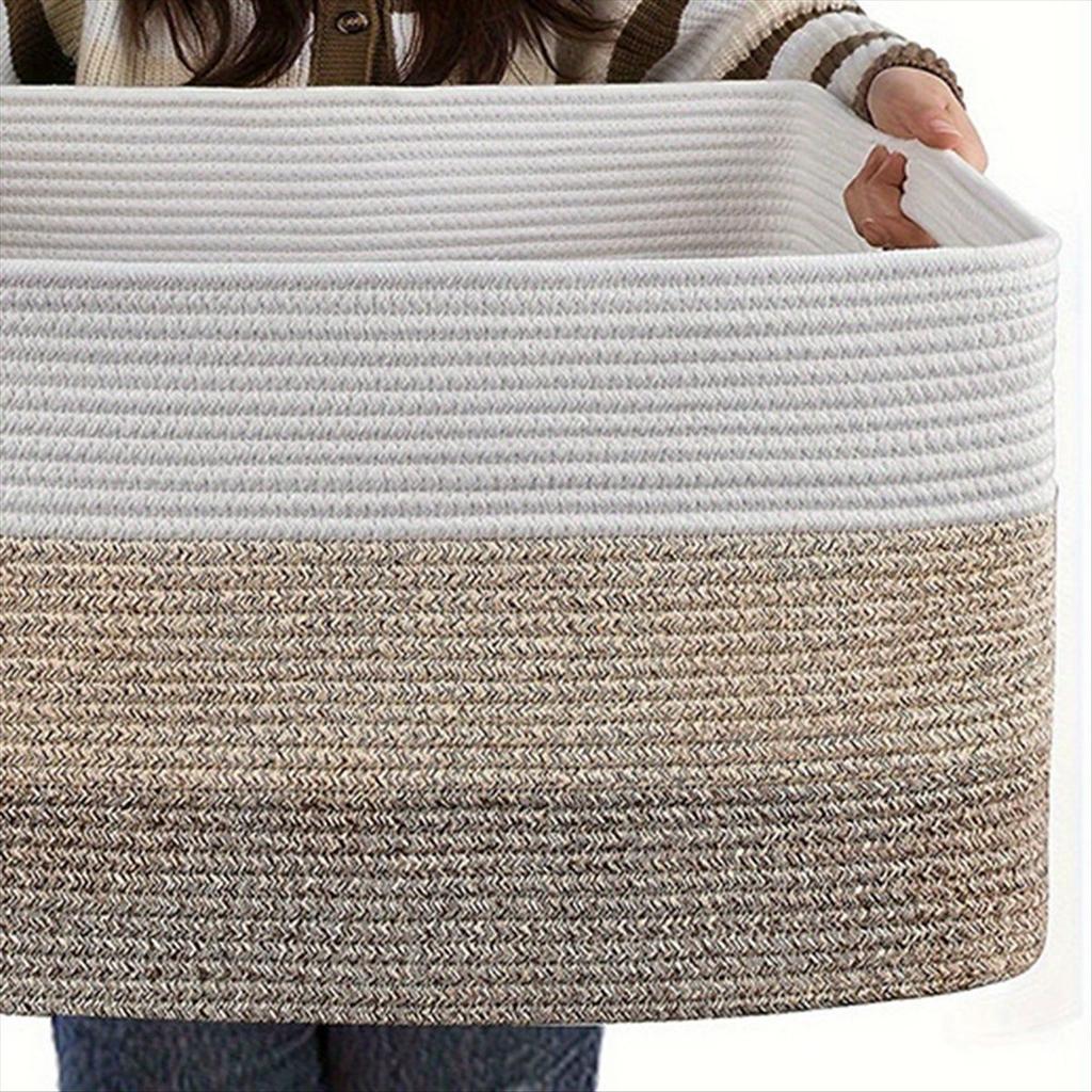 BHBL Extra Large Woven Storage Basket,Cotton Rope Basket for Living Room, Laundry, Toys - Gradient Brown