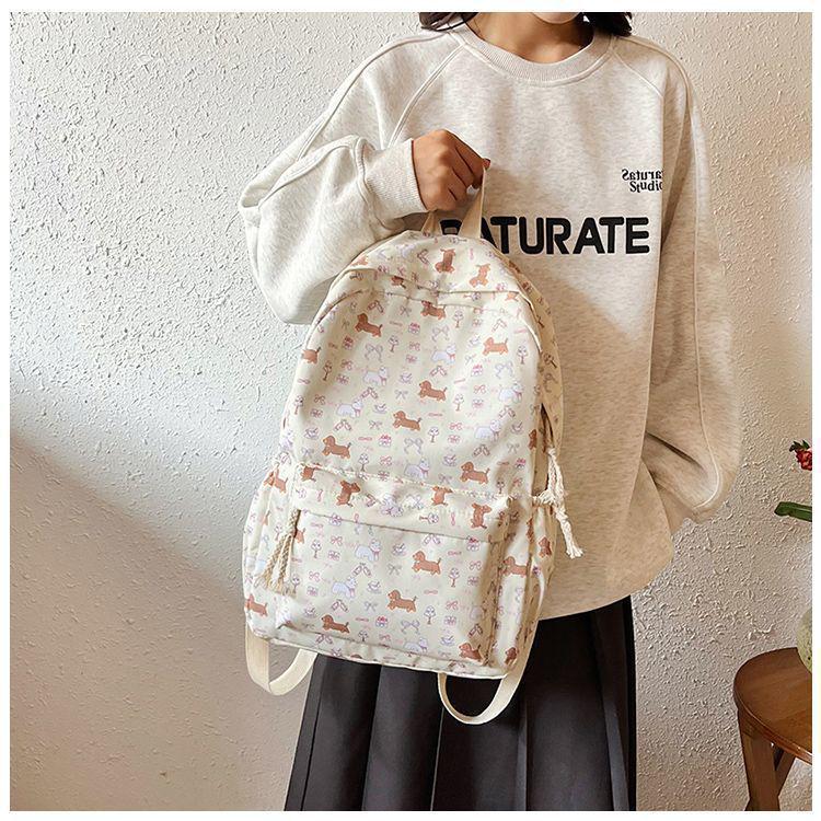 Blumen-Welpen-Rucksack - Niedlicher Schulrucksack mit großer Kapazität für Junior- und Highschool-Schüler