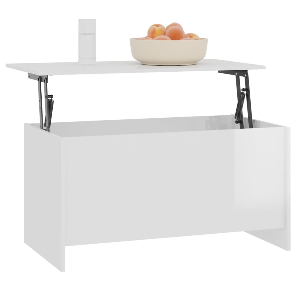 Coffee Table, High Gloss White, 102X55.5X52.5 Cm