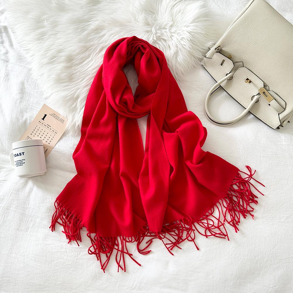 Scarf Women's Solid Color Winter New Fashion Mid Length Warm Scarf Shawl Scarf