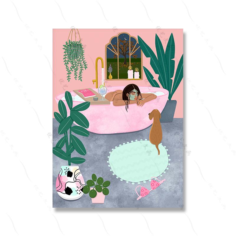 Floral Animal Print Pink Bedroom Hallway Poster Wall Decor Positive Quote Colourful Canavs Painting Kitchen Office Decor Picture