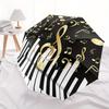 Music Notes & Piano Keys Umbrella - Automatic Open/Close, Shielding, Sturdy 8-Rib Frame, Elegant Black & Golden Musical design