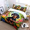 Floral Garden Dachshund Decor Set Exquisite Three-Piece Bedding Set Gift For Kids And Adults