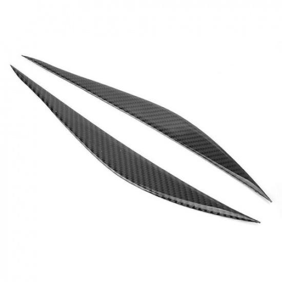 2pcs Real Carbon Fiber Headlight Eyebrow Cover Trim Fit 13-17 BMW 3 Series F30