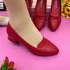 2024 new fashion casual single shoes light mouth medium low heel soft sole soft leather pointed work shoes mother single shoes women's summer