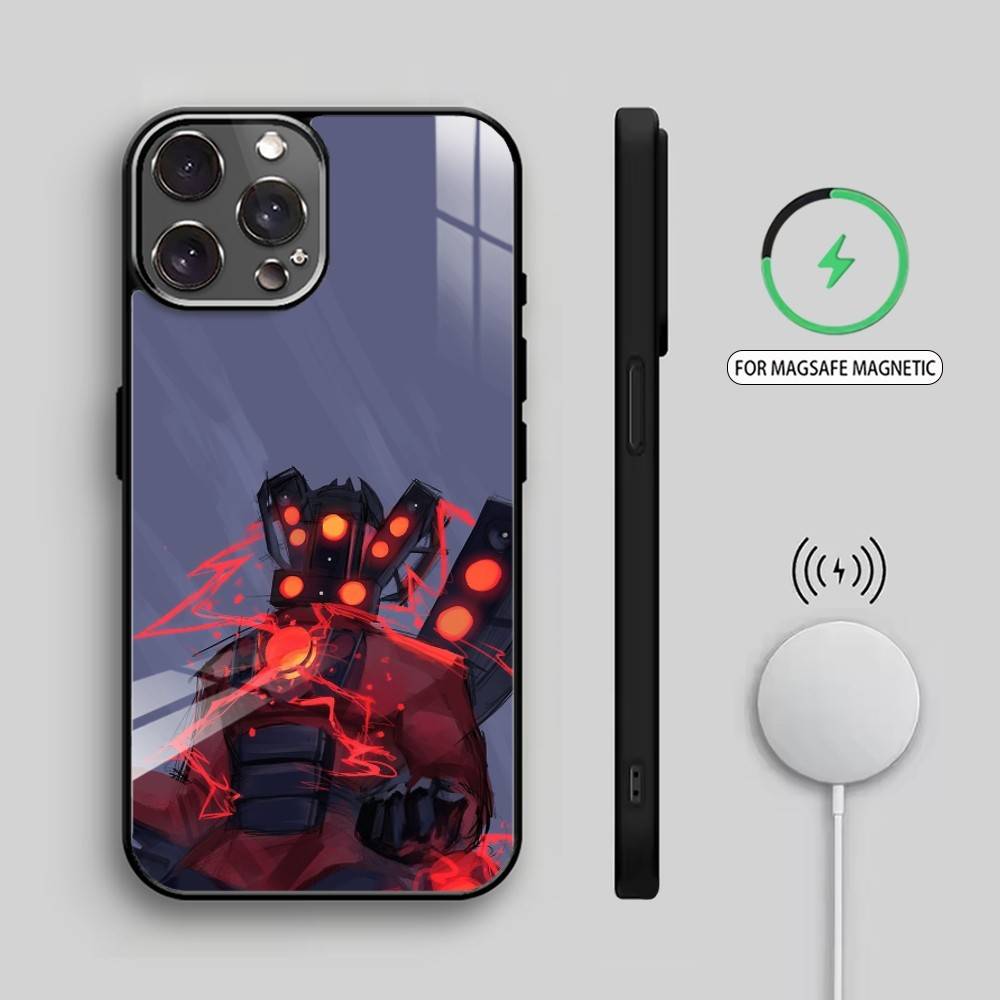 S-Skibidi Toilet Titan Speakerman Phone Case For iPhone17,16,15,14,13,12,11 Plus,Pro Max Magnetic For Magsafe Wireless Charging
