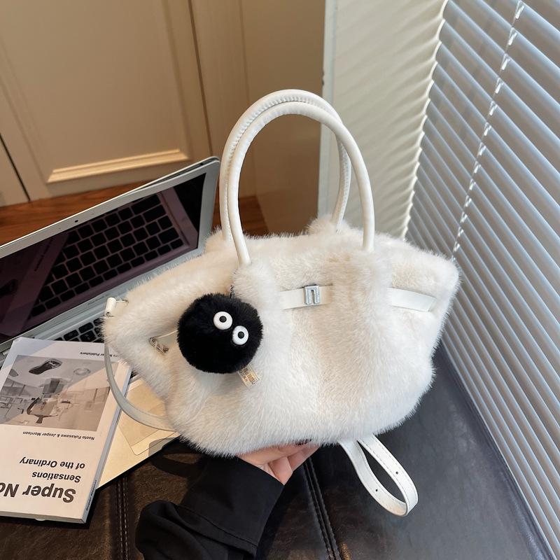 Autumn New Plush Bucket Bag Trend Korean Niche Simple Shoulder Messenger Bag Large Capacity Bag