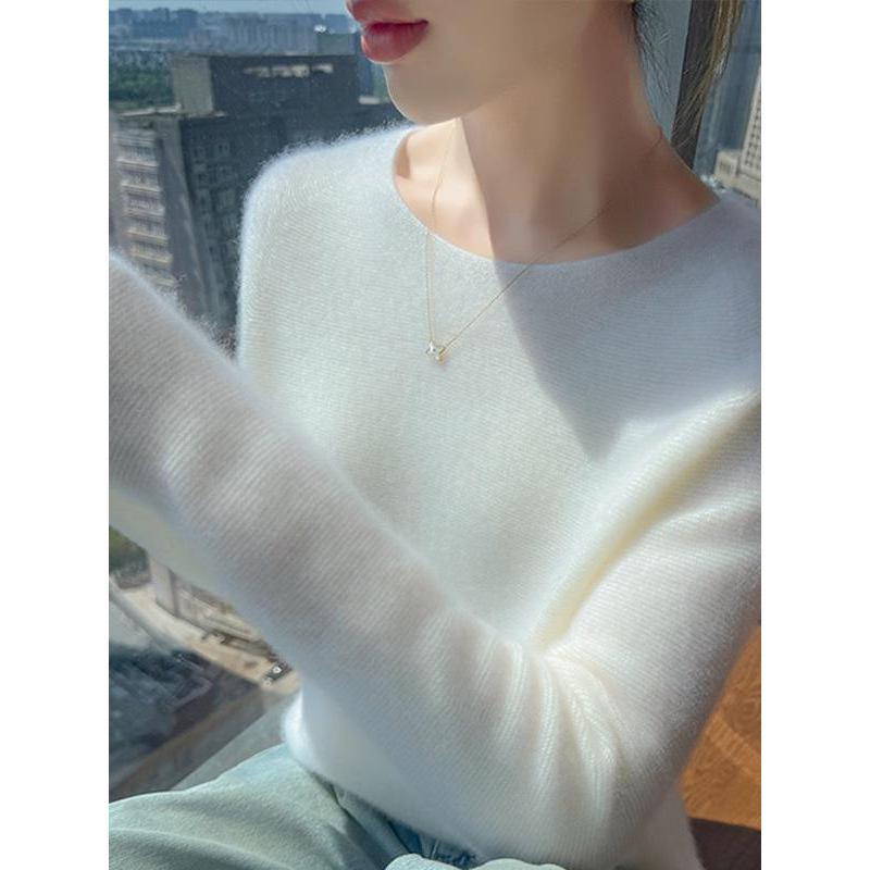 Women's 100% Wool Low-Neck Slimming Sweater - Soft, Flattering, High-End Feel for Spring/Autumn