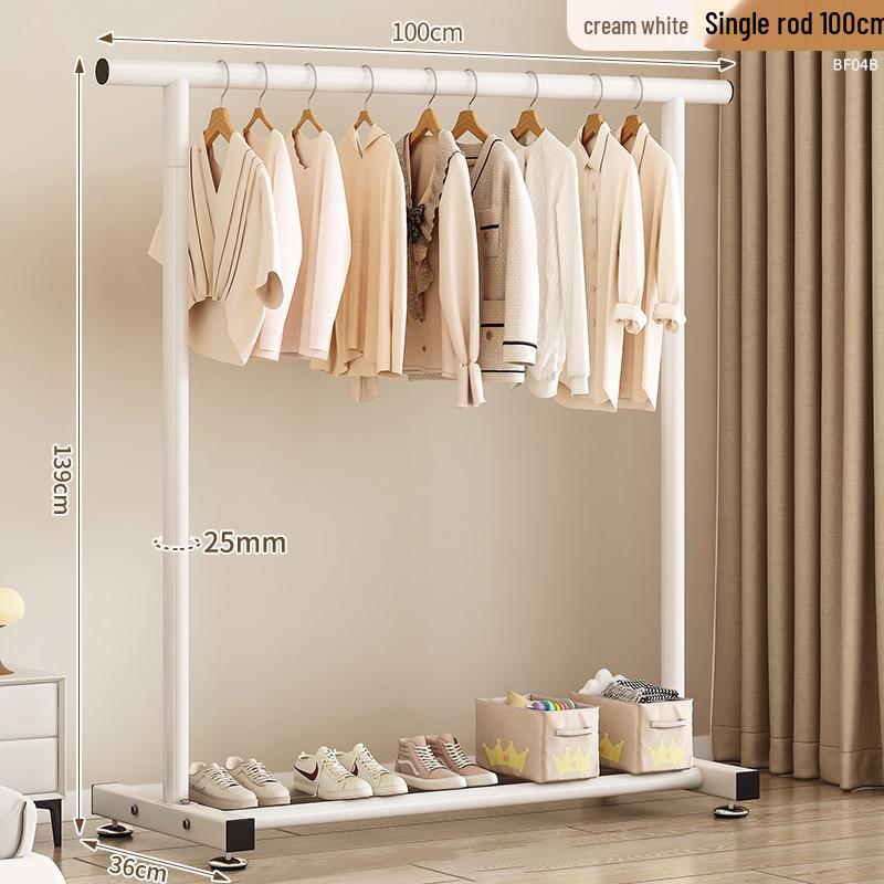 Floor Standing Clothes Rack and Coat Stand with Folding Single Pole for Bedroom or Dormitory.