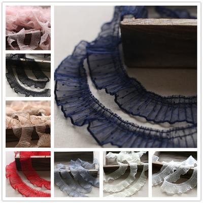 2024 Falten gekräuselte gefleckte Spitze DIY Kinderkleid Rock Manschetten Saum Nähen Dekoration Home Textil Kissen Aufbewahrungskorb Trim