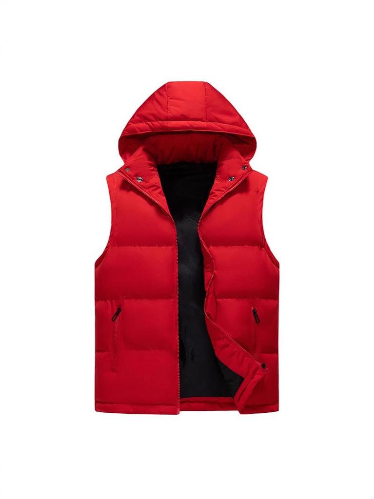 Men's Down Cotton Vest - Autumn/Winter Sleeveless Jacket, Slim Fit, Plus Size, Cap Sleeve, Trendy Casual Solid Color.