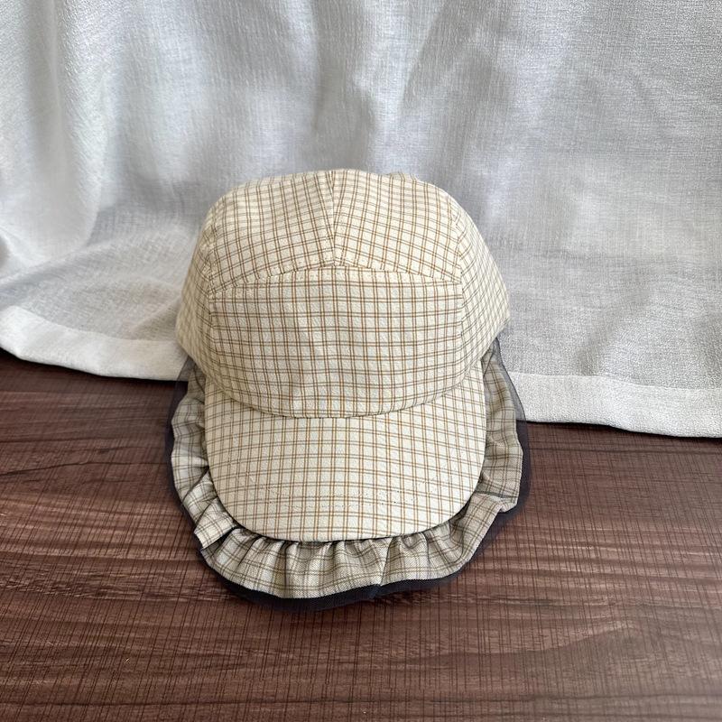 New Sweet Plaid Big Brim Personalized UV Protection Peaked Cap Women's Summer Outdoor Face Small Sun Baseball Cap