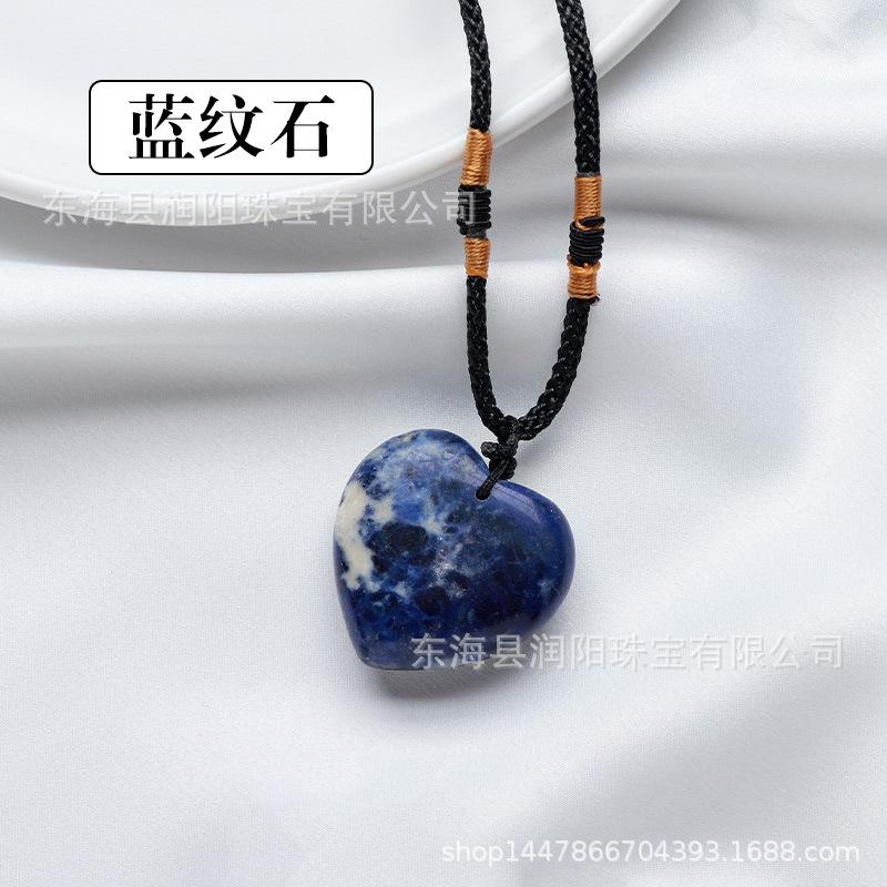 Natürlicher Kristall Liebesanhänger, Achat Halbedelstein 3cm Pfirsichherz Halskette herzförmiger Schmuckanhänger, Fabrikmode