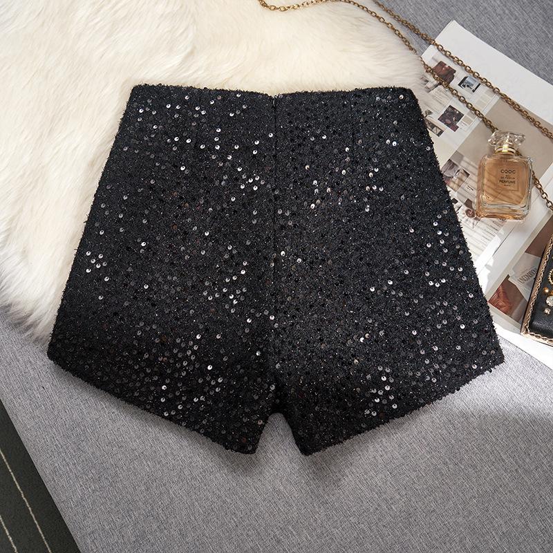 Pantaloni scurți cu paiete albe, stil mic parfumat, pentru femei, iarna nouă, dulci și picante, la modă, pantaloni casual cu talie înaltă, cizme