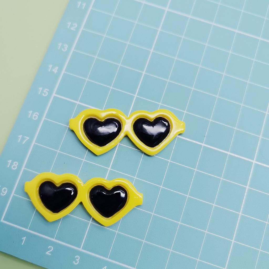 42mm Kawaii Resin Cabochon Heart Sunglasses Shape Flatback Button Patch Sticker Hair Jewelry DIY Material