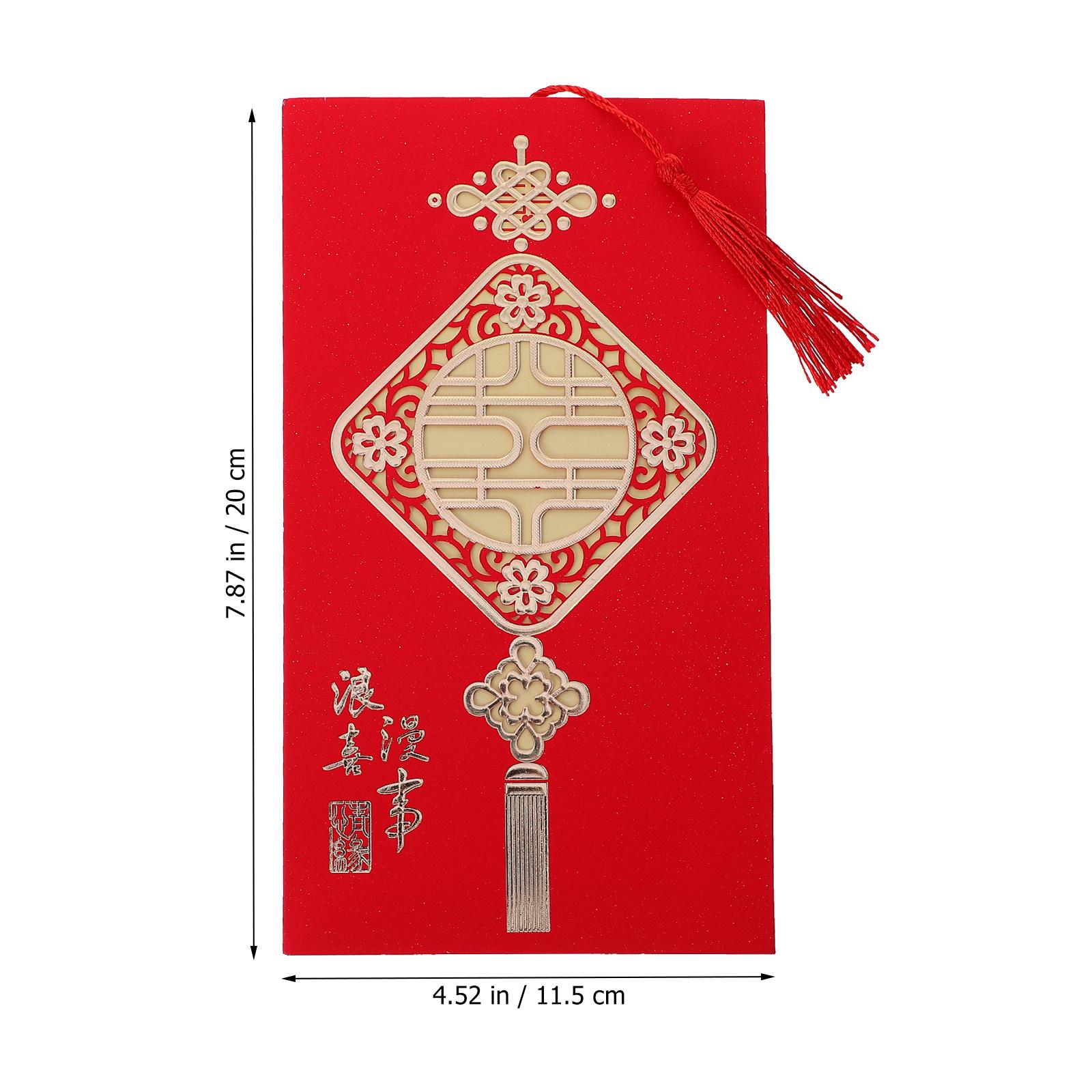 

10Pcs Chinese Style Wedding Invitation Cards Romantic Elegant Design Thick Paper Fade Resistant Perfect for Wedding Ceremony