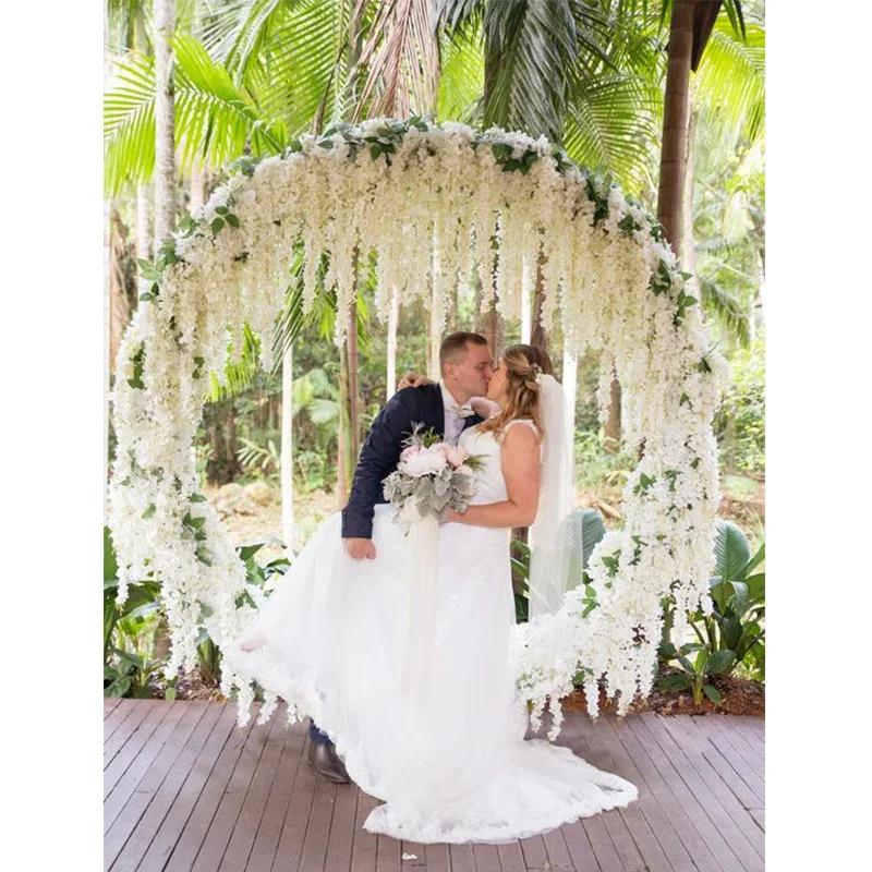 12Pcs Wisteria Flowers Ratta Extra Long Artificial Silk Flower Hanging On The Wedding Garden Outdoor Party Home Garden Decorat