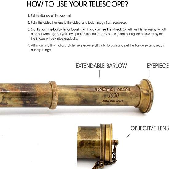 40.64 Cm Ship Brass Telescope Marine Sailor Watching and Trekking Royal Navy Device