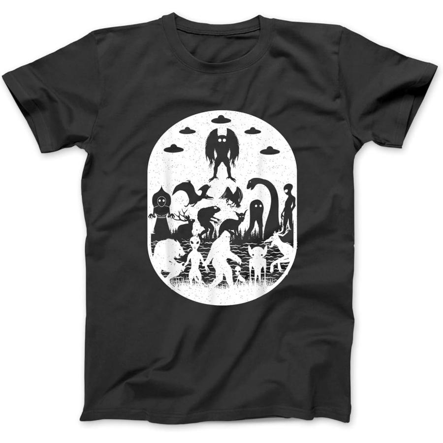 

Bigfoot Mothman Dogman Aliens and Other Monsters! Cryptid T-Shirt Sweatshirt Hoodie for Men Women Kids Made in Canada Black XXXXXL чорний