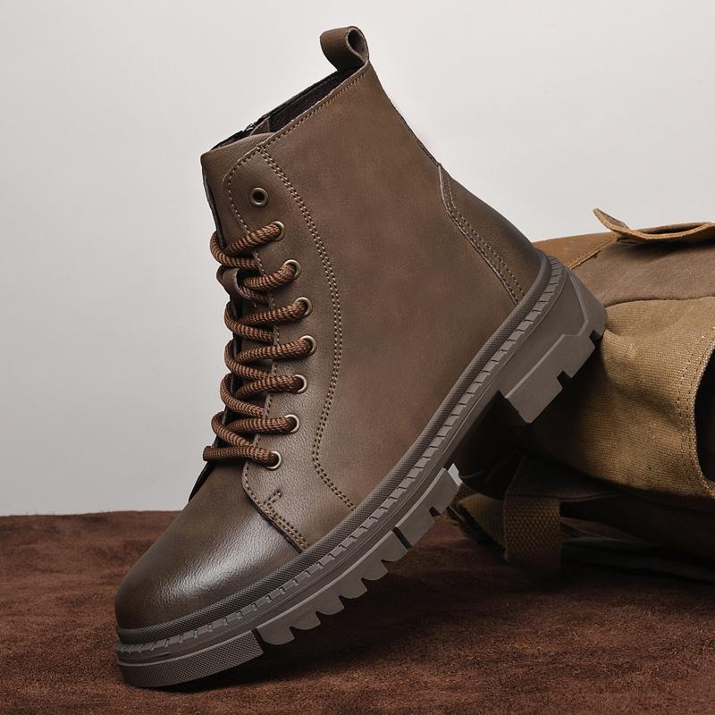 High Quality Rubber Thick Soled Wear-resistant Anti Slip Travel Boots Brand Men Leather Casual Boots Fashion Sports Hiking Boots